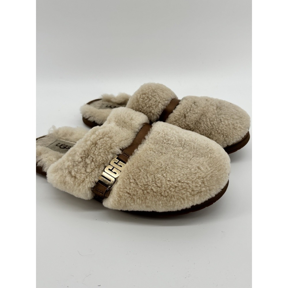 UGGDALLAMetalGraphicSheepskin ComfortSlippersSlideWomenUS8/8.5 EUR 6/6.5Read